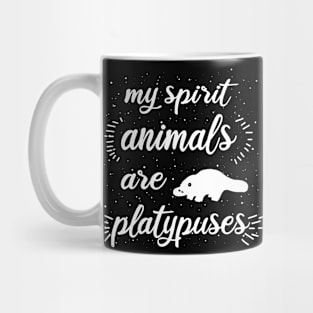 Vintage platypus illustration human outfit fan Mug